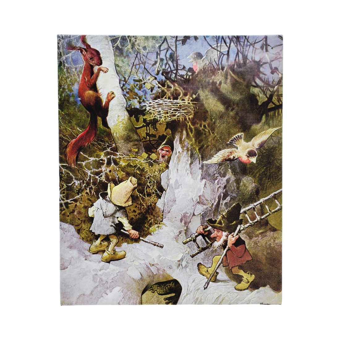 MeisterDrucke Fine Art Prints, German Art, Gnomes: 17 1/4" Length by 14 1/4" Wide color engraved print on canvas, unframed but ready to hang, circa late 1900's