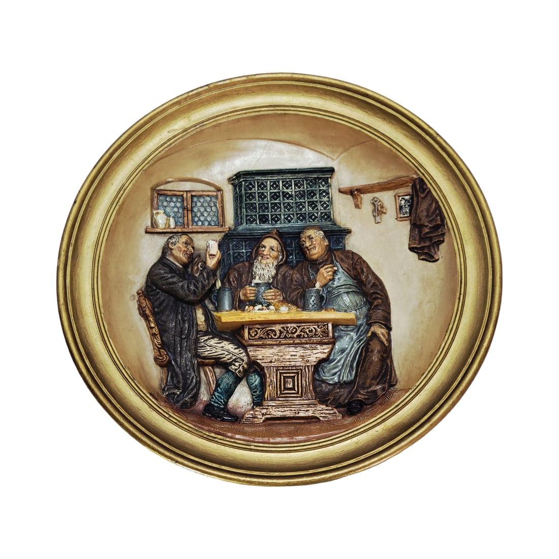 Johann Maresch #5230, Austrian Plaque, Monks Enjoying a Drink (1 of 7)