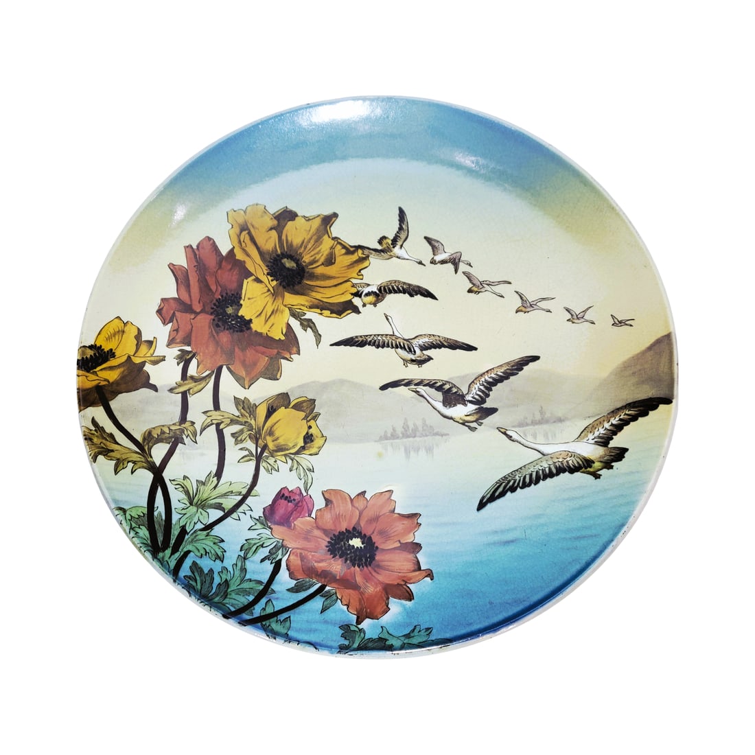 Villeroy & Boch Mettlach #1044/102A, German Plaque, Ducks Taking Flight (1 of 7)