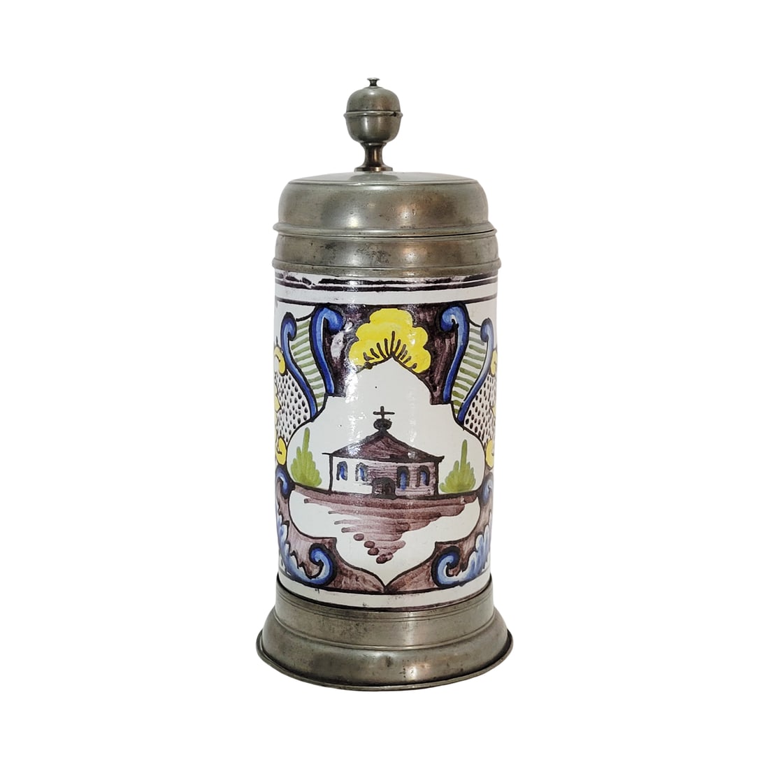 Berlin Stein, Northern Germany Beer Stein, House Scene - Lid dated 1801 (1 of 14)