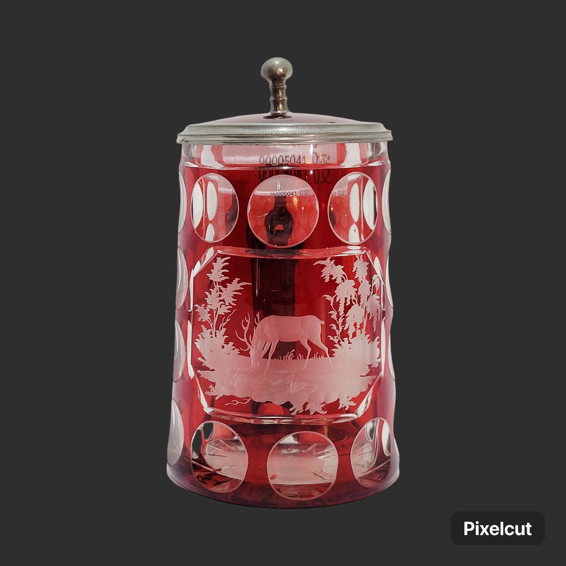Glass Stein, Bohemian Beer Stein, Ruby Stag Stein (1 of 13)