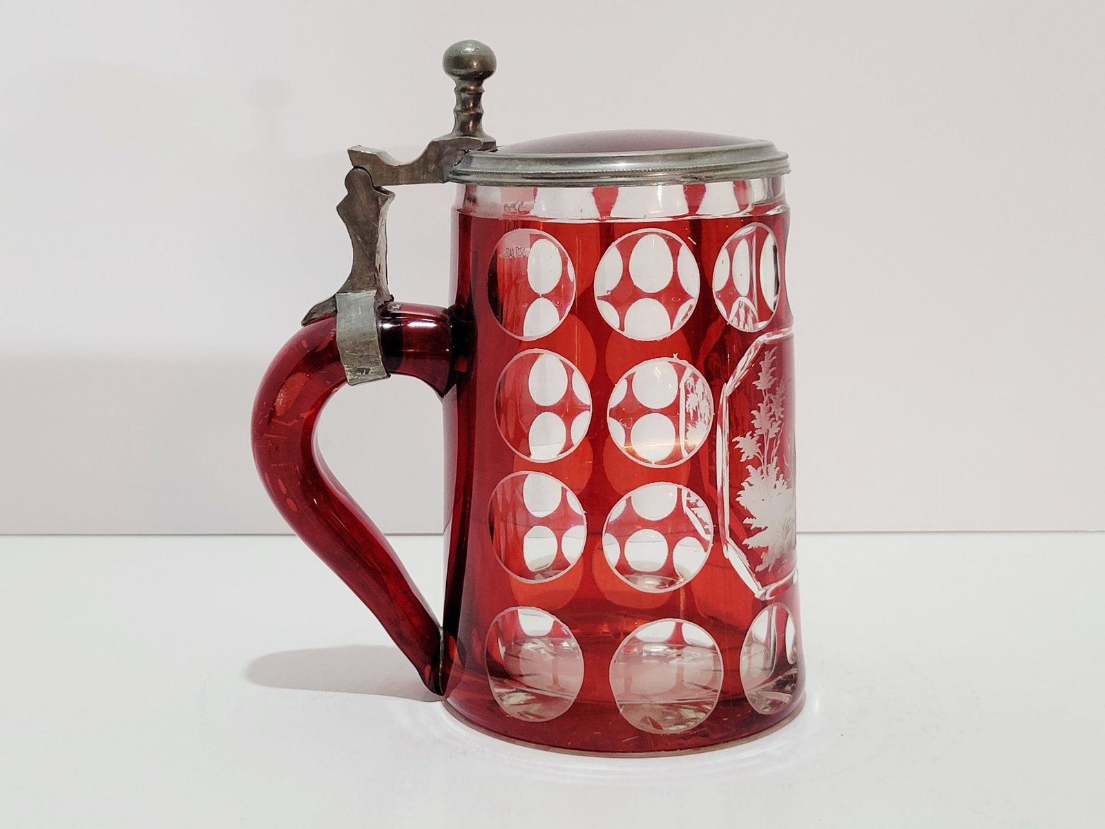 Glass Stein, Bohemian Beer Stein, Ruby Stag Stein - 2