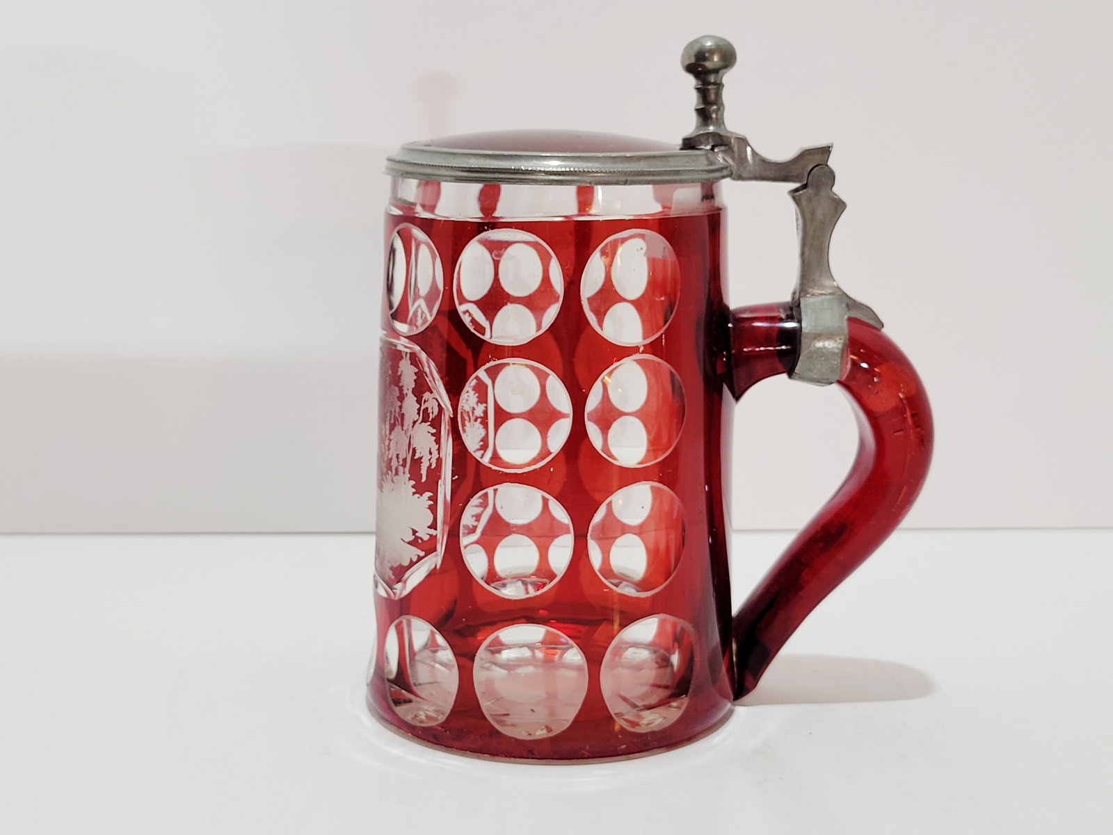 Glass Stein, Bohemian Beer Stein, Ruby Stag Stein - 3