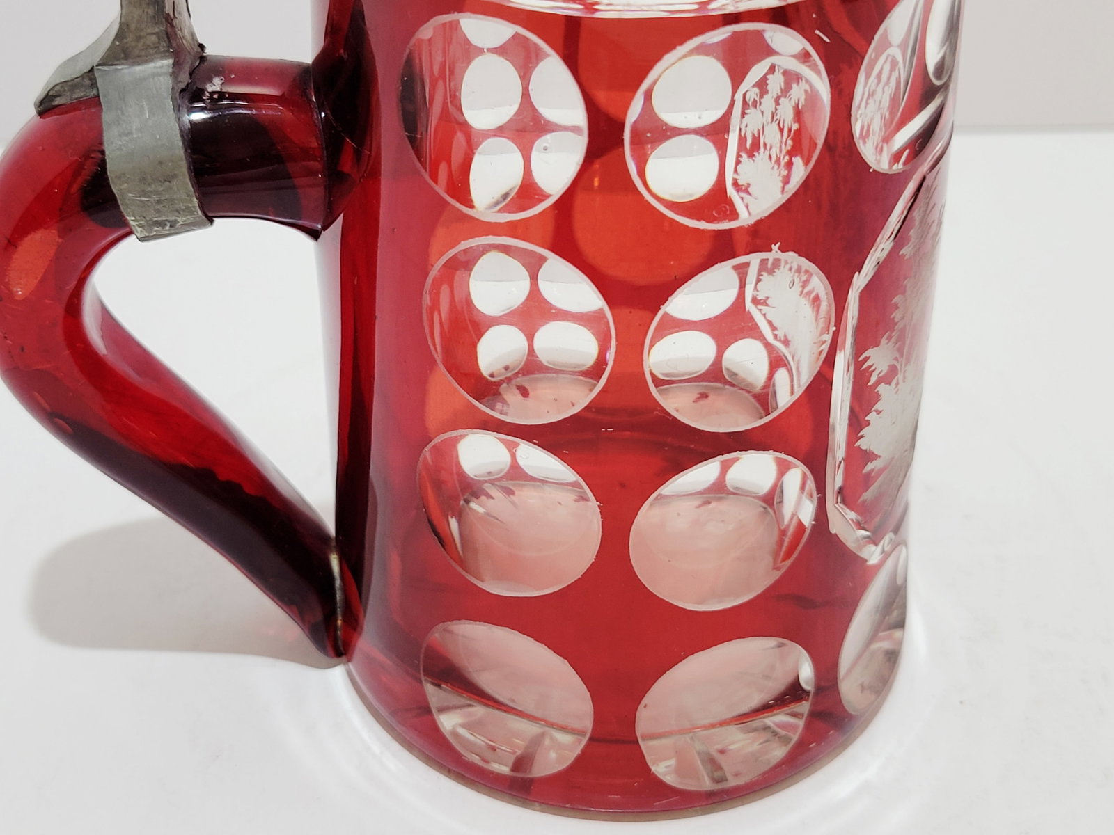 Glass Stein, Bohemian Beer Stein, Ruby Stag Stein - 5