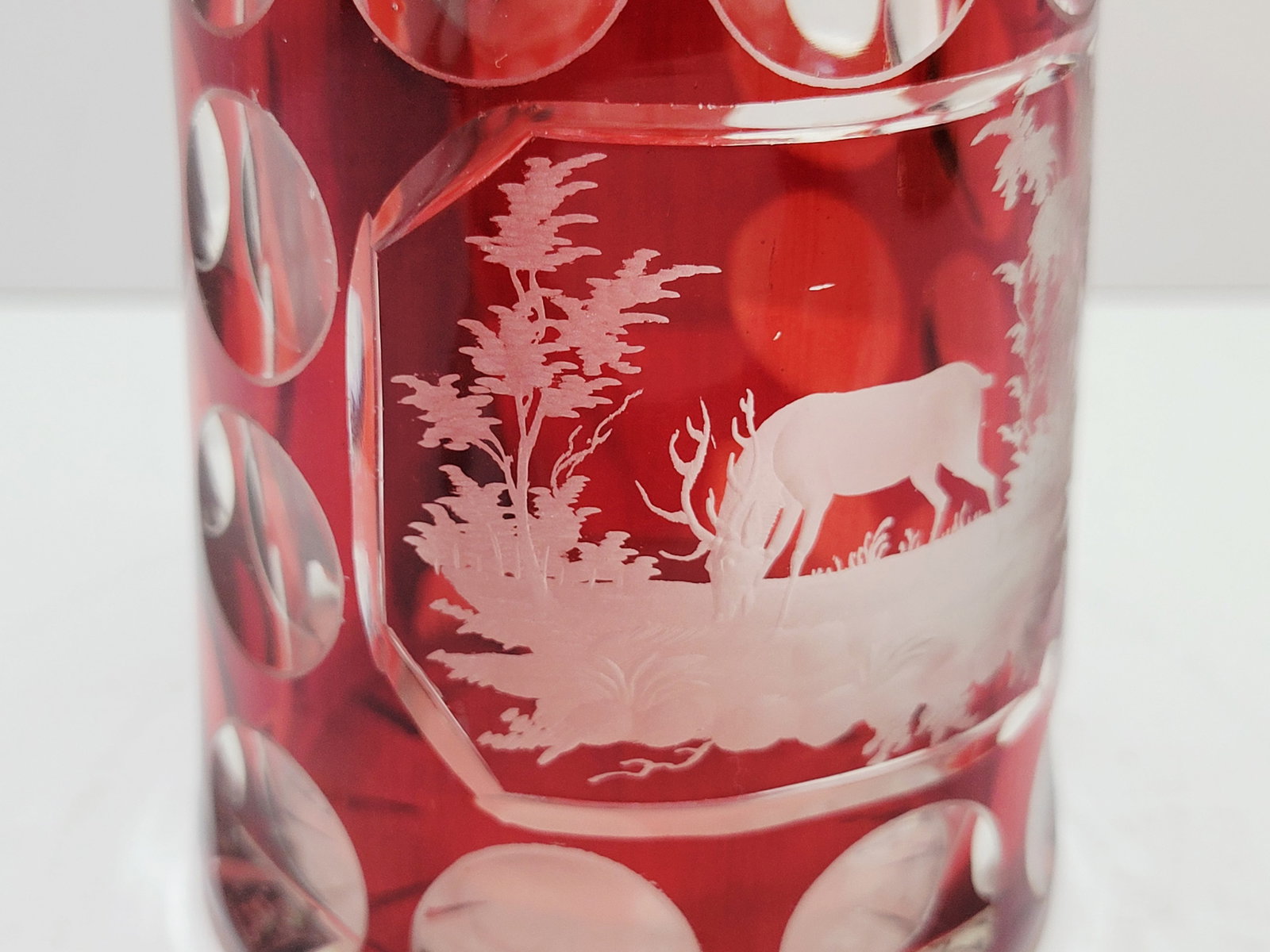 Glass Stein, Bohemian Beer Stein, Ruby Stag Stein - 6