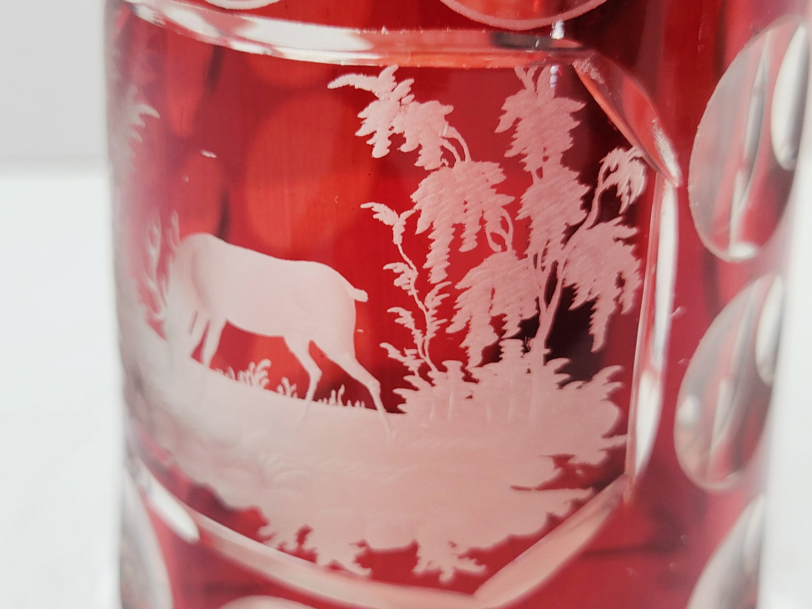 Glass Stein, Bohemian Beer Stein, Ruby Stag Stein - 8