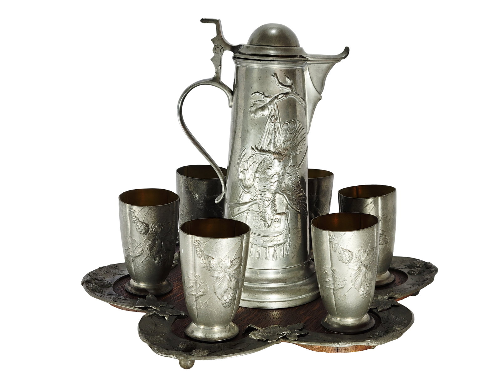 Bitter & Gobbers Pewter Set, German Pewter Set, Art Nouveau Pitcher Set (1 of 8)