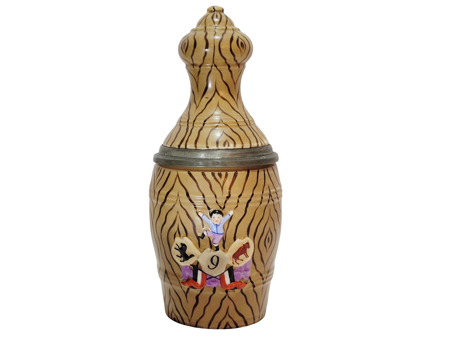 Reinhold Hanke #1134, German Character Beer Stein, Bowling Pin Stein (1 of 9)