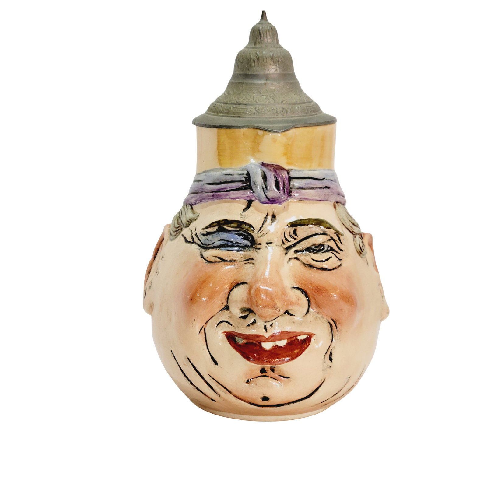 Eckert & Engler #17, German Character Beer Stein, Man with Blue and Purple Head Band (1 of 8)