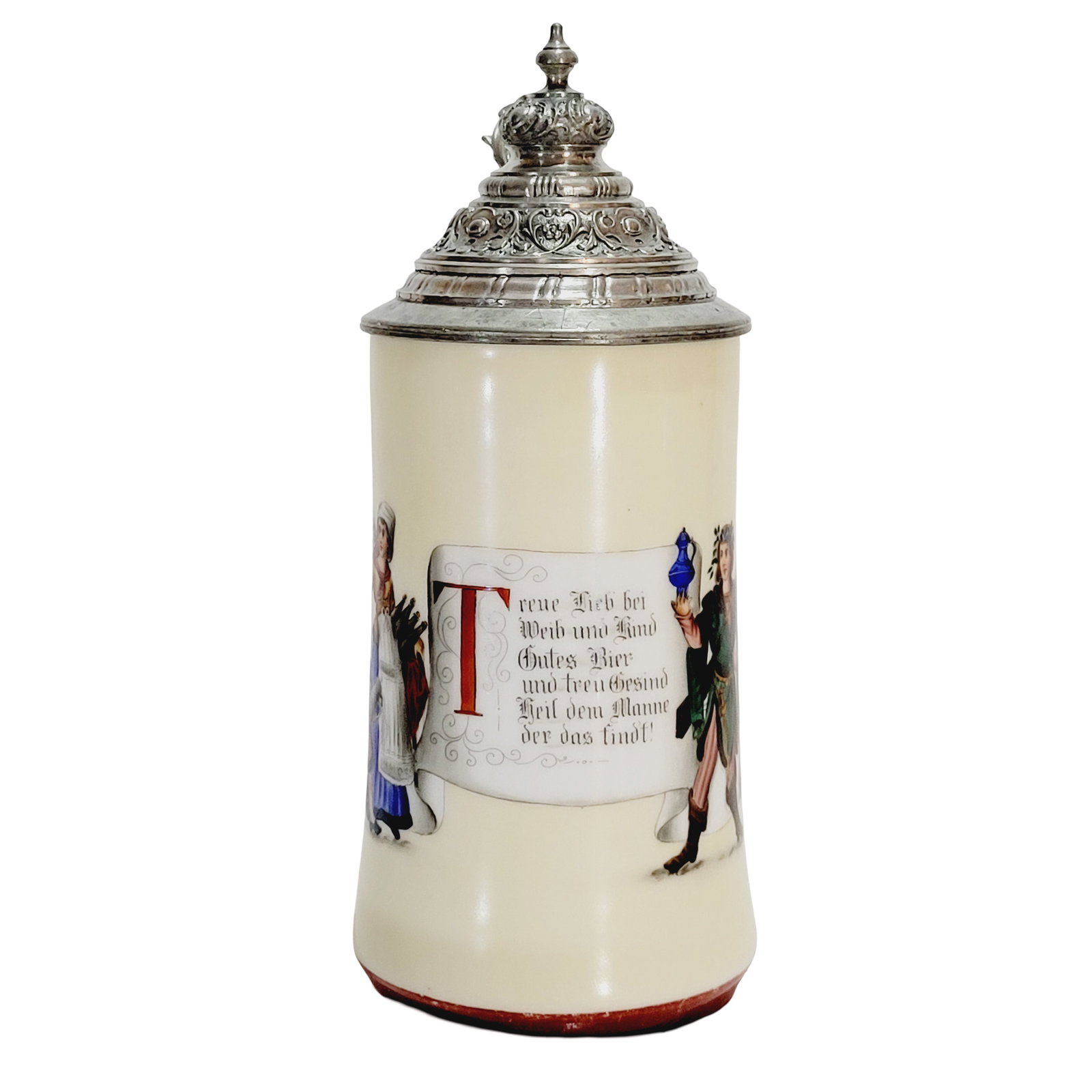 Porcelain Stein, German Beer Stein, Barmaid with Child & Man (1 of 11)