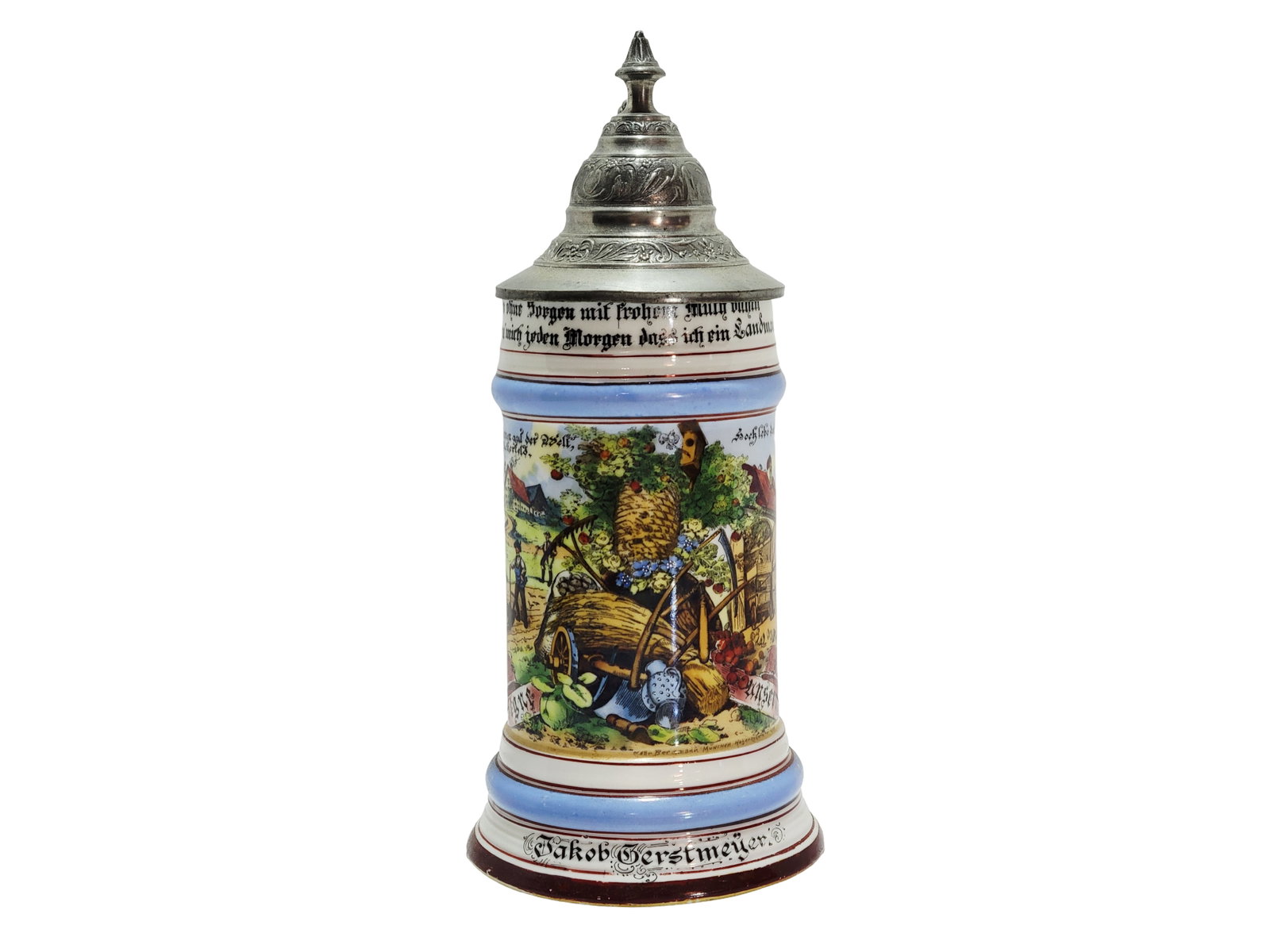 Porcelain Stein, German Beer Stein, Farmer Occupational Stein (1 of 13)