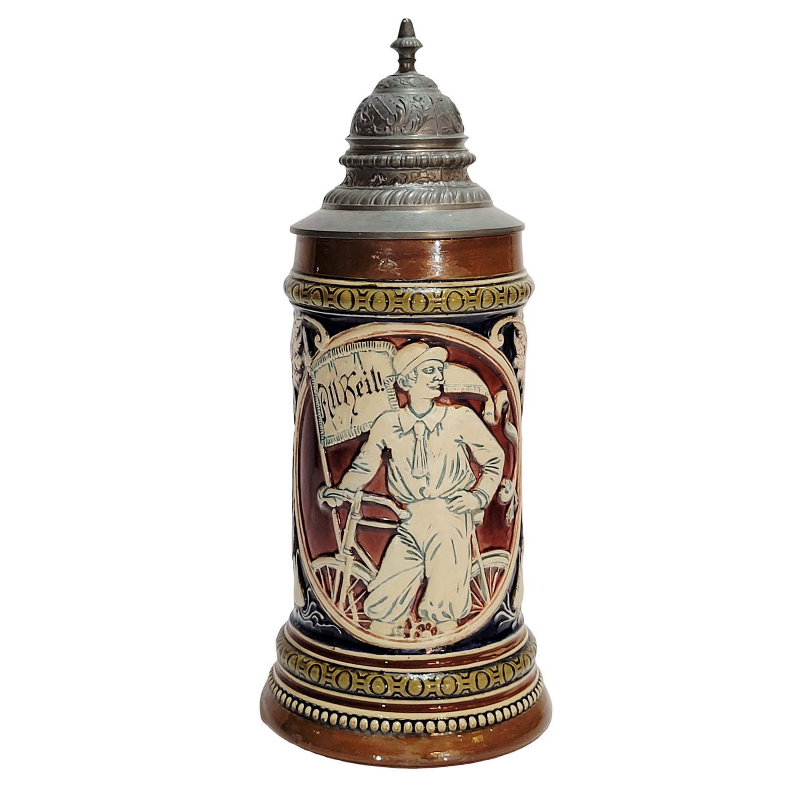 Hauber & Reuther #459, German Beer Stein, Bicycler (1 of 12)