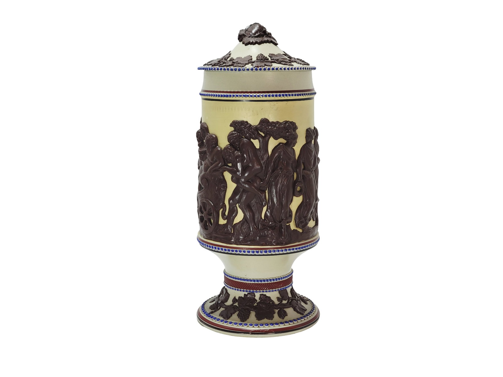 Villeroy & Boch Mettlach #217, German Pokal, Early Ware Pokal with Mythological Drinking Scene (1 of 15)