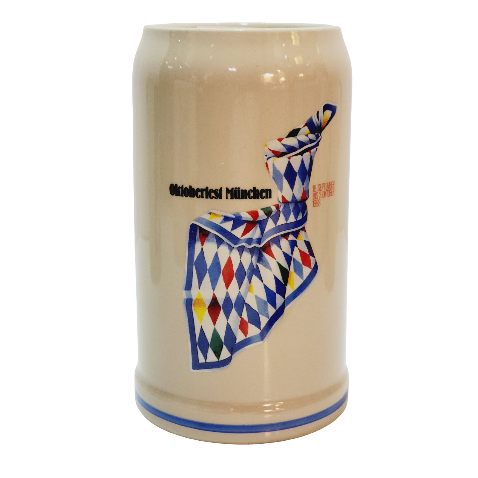 Rastal Stein, German Beer Stein, Octoberfest 1993 Munchen: 1.0 Liter stoneware print over glaze, signed by Gunter Willgers, circa 1993
