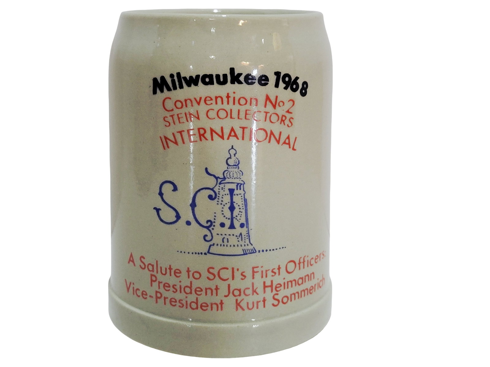 Marzi & Remy Stein, German Beer Stein, Stein Collector International Milwaukee Convention 1968: 1/2 Liter stoneware print under glaze, circa 1968