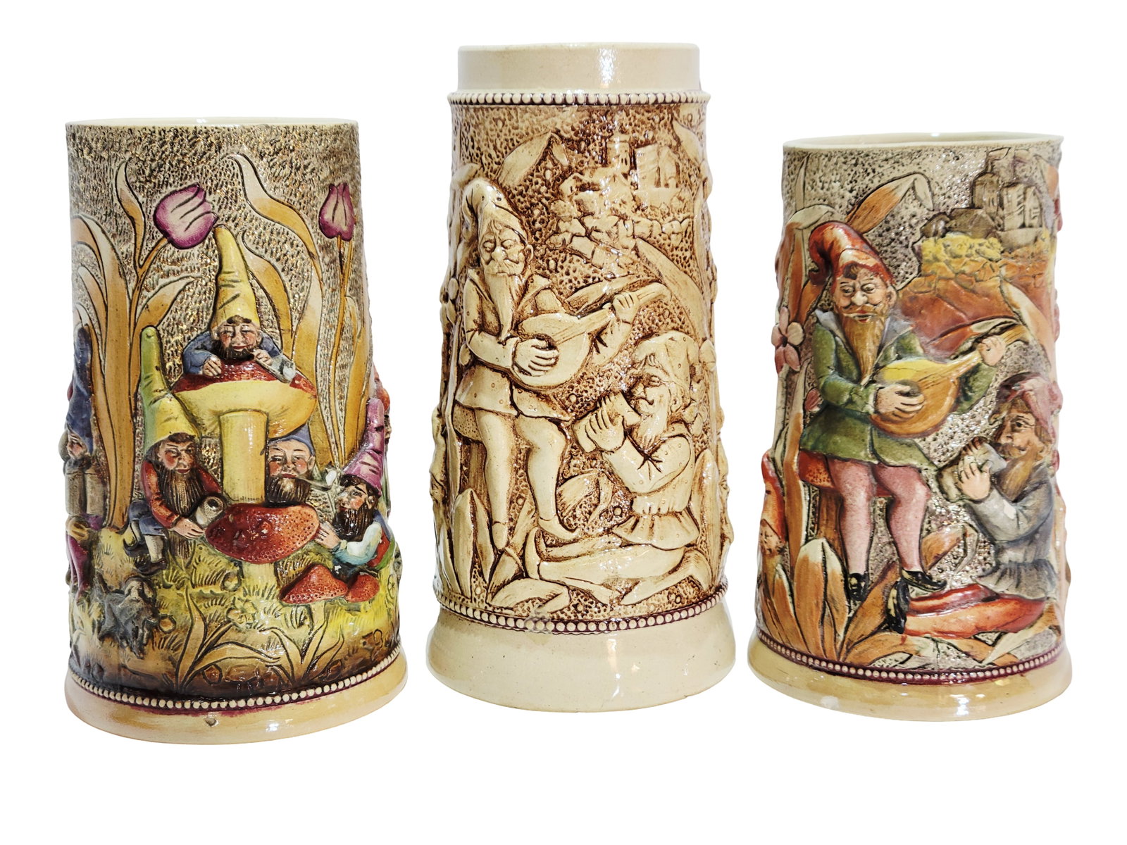 Adolf Diesinger #759,#778 & #778, German Souvenir Beer Stein, Set of 3, Gnomes & Two Musical Gnomes (1 of 6)