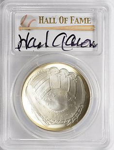 Hank Aaron Signed Silver Baseball Coin PCGS PR70: Introducing the Hank Aaron Signed Silver Baseball Coin PCGS PR70 from the Legends of Life Series Hall of Fame: Elevate your sports memorabilia collection with the exceptional Hank Aaron Signed Silver