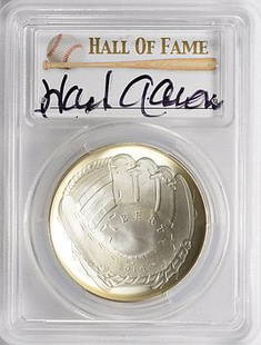 Hank Aaron Signed Silver Baseball Coin PCGS PR70: Introducing the Hank Aaron Signed Silver Baseball Coin PCGS PR70 from the Legends of Life Series Hall of Fame:Elevate your sports memorabilia collection with the exceptional Hank Aaron Signed Silver