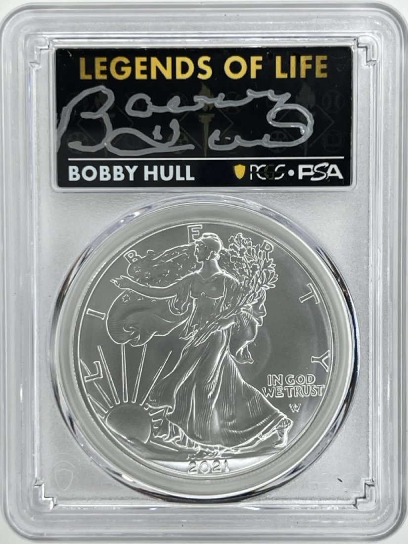 2021 Silver Eagle Bobby Hull Signed PCGS MS70 (1 of 2)