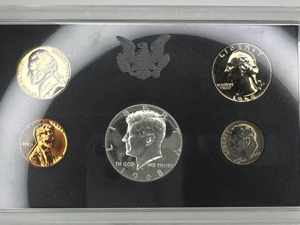 1968 US Mint Proof Set 5 Coins 40% Silver Kennedy (1 of 3)