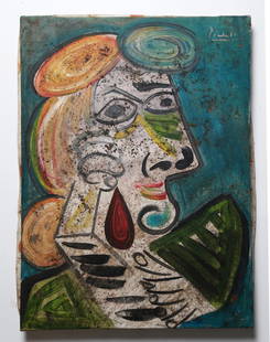 Pablo Picasso Oil on Canvas with COA: PABLO PICASSO, SIZE: 35 x 45.4cm Please look closeup on all the photos here. Christies stiker LOT551. a high value collection that we not found everyday in art market. Sold as it original condition