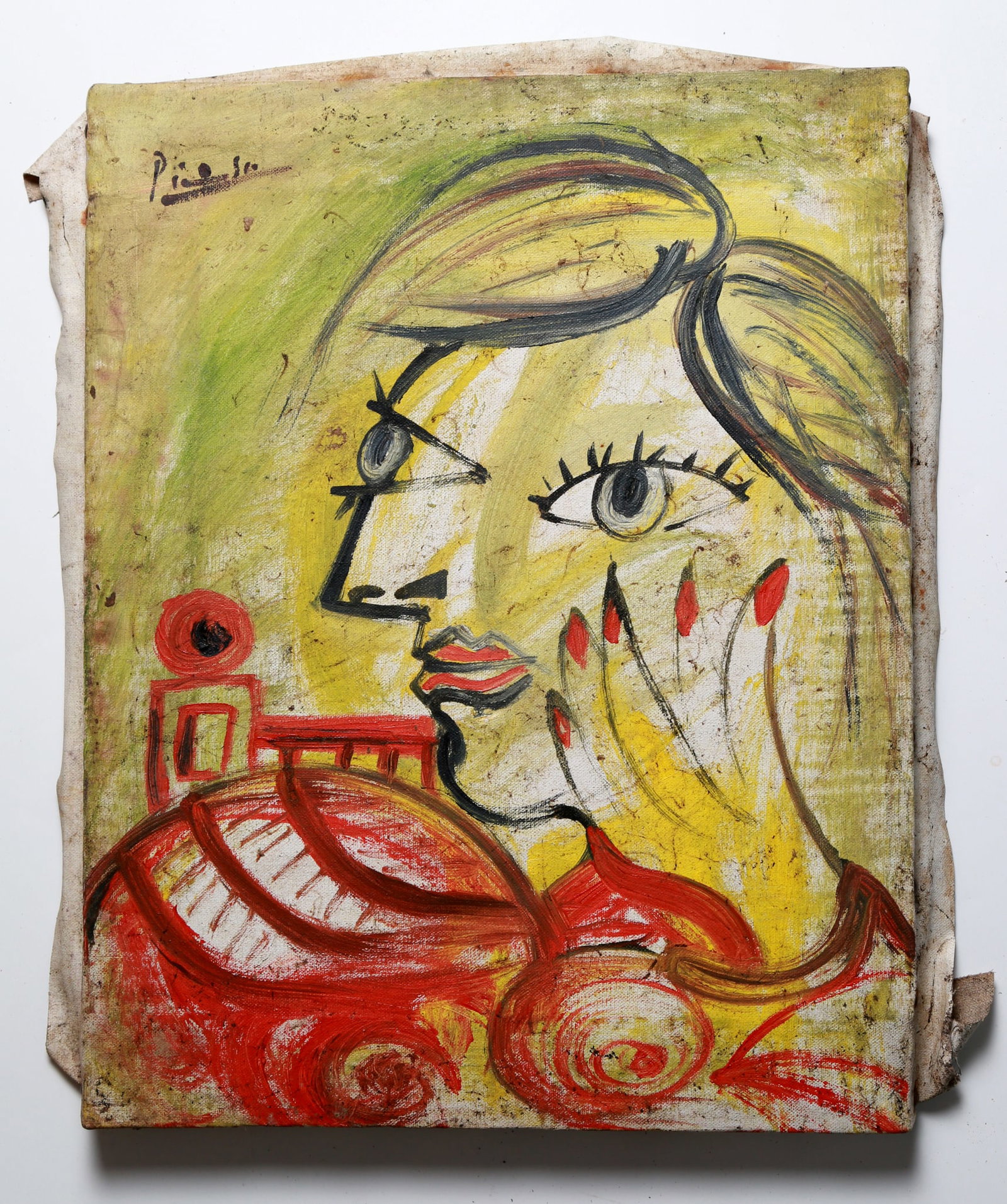 PABLO PICASSO OIL ON CANVAS with COA: PABLO PICASSO OIL ON CANVAS with COA. SIZE: 34.2 x 44cm. Please look closeup on all the photos here. Sold as it original condition and without restoration Pablo Picasso is probably the most important 