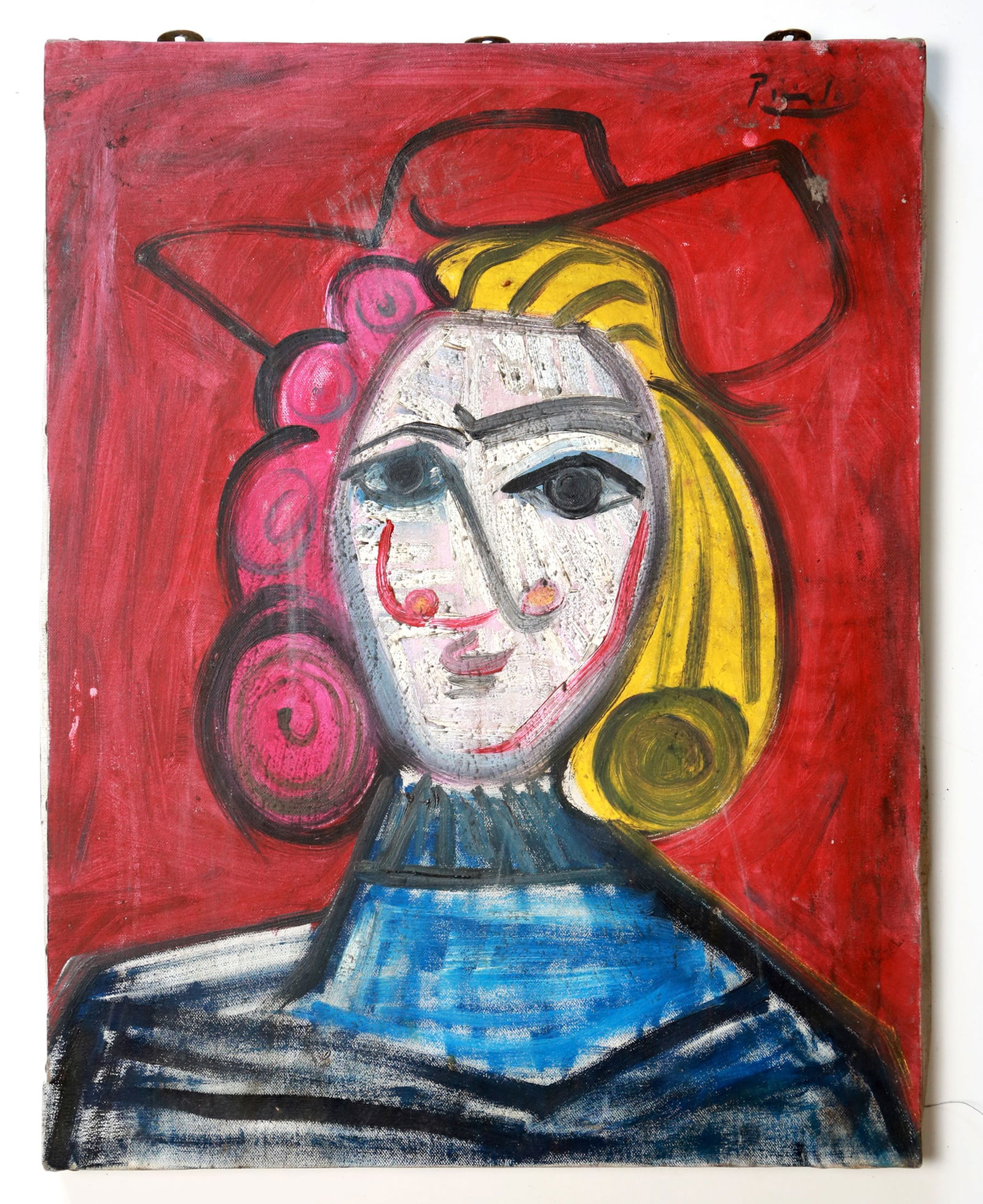 Pablo Picasso with Provenance + Appraisal Letter Vintage Oil Painting on Canvas (1 of 12)