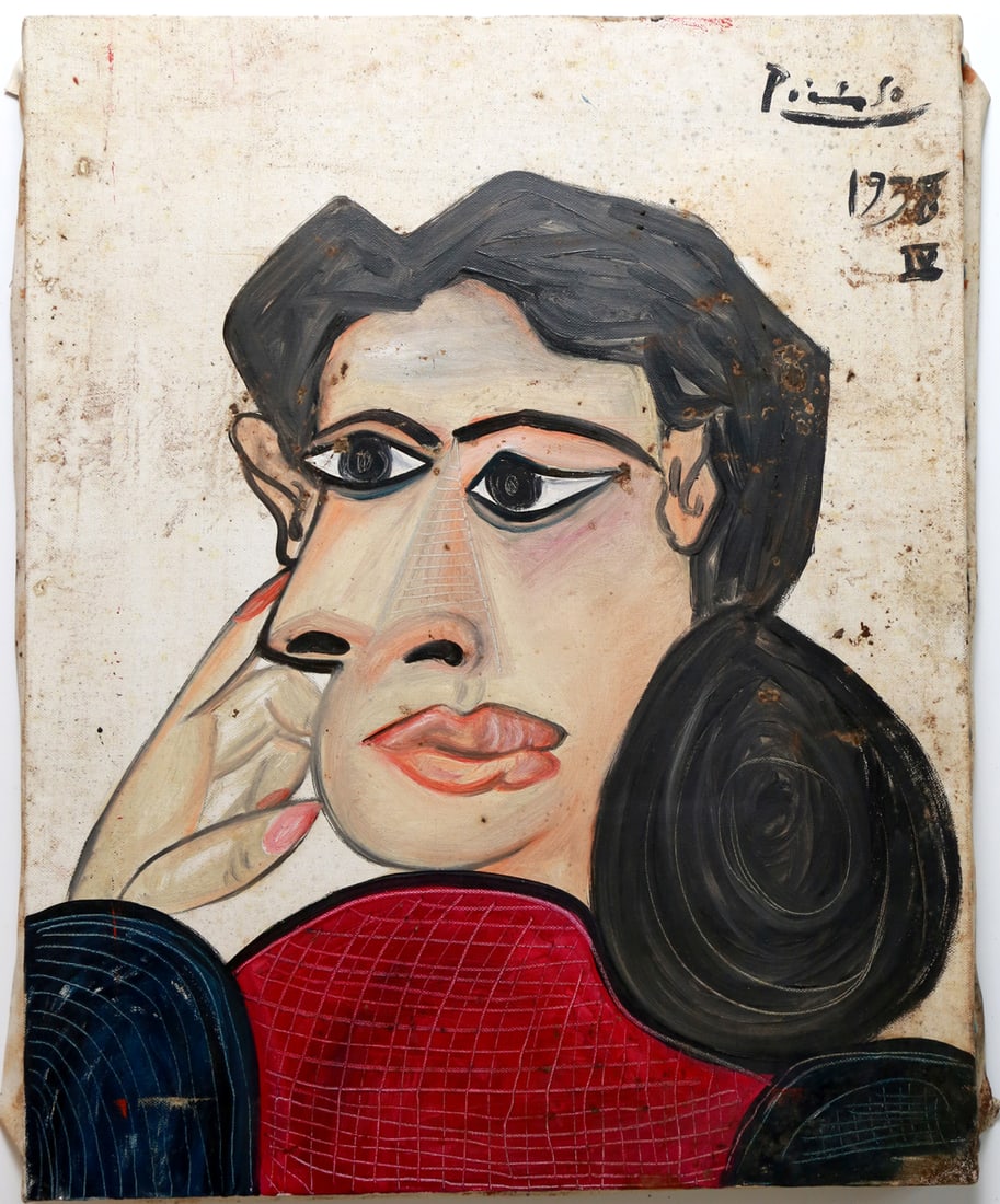 Pablo Picasso "WOMAN IN RED" Oil on Canvas + COA + Valuation Letter (1 of 15)