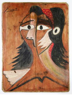 Pablo Picasso oil on Board Signed + COA: Pablo Picasso Painting on Board PABLO PICASSO (25 October 1881 – 8 April 1973) TITLE: Unknow Material: Paint on Board Signature: PICASSO Condition report : Painting in good condition (6/10). See pho