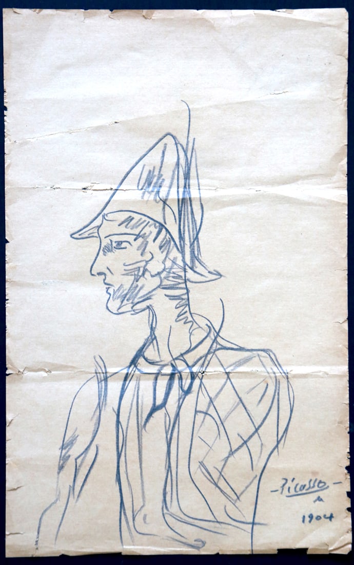 PABLO PICASSO DRAWING ON PAPER. (1 of 10)