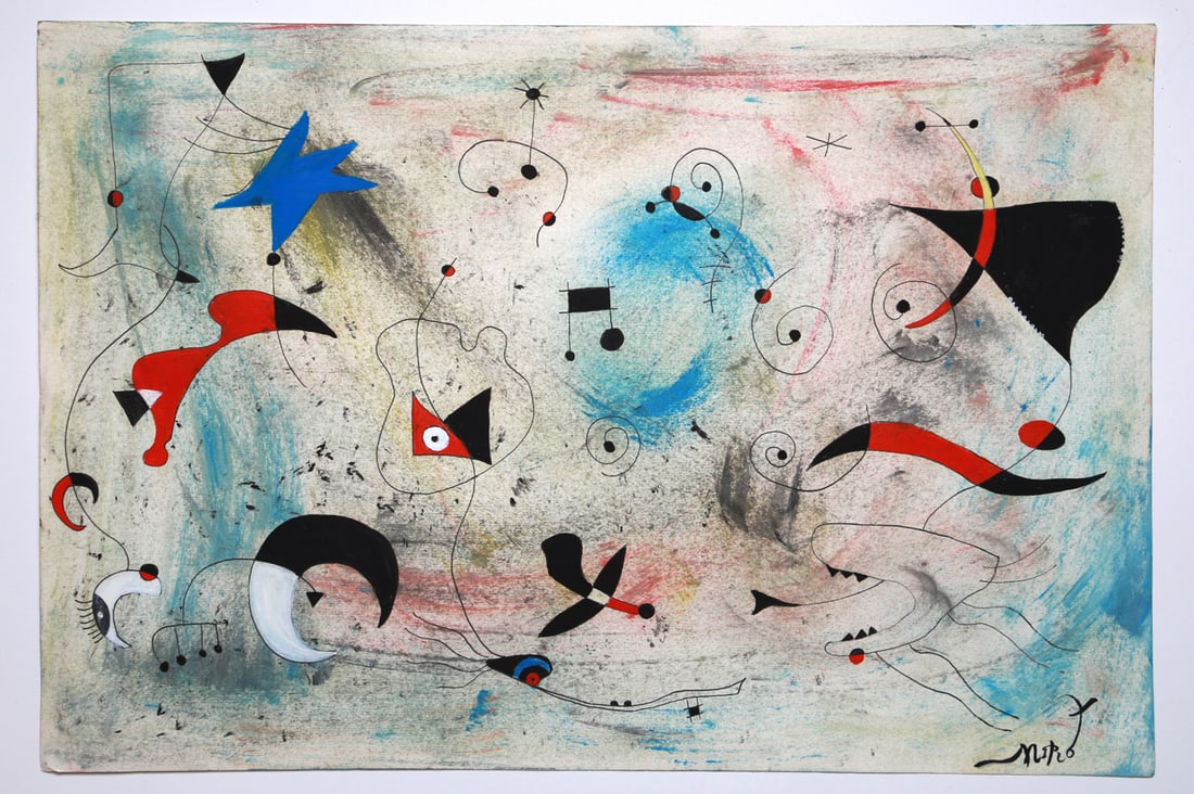 Joan Miro (Spanish 1893-1983) Colourful Drawing on Paper (1 of 6)