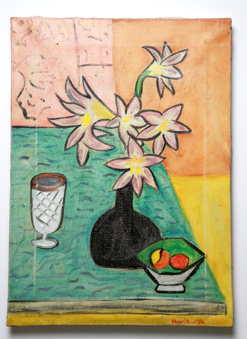 Henri Matisse "Vase and Flowers" Oil on Canvas: Henri Matisse "Vase and Flowers" Oil on Canvas Henri Matisse (1869–1954) was a monumental French artist, renowned as a leading figure in modern art and the primary leader of the Fauvism movement. Kn