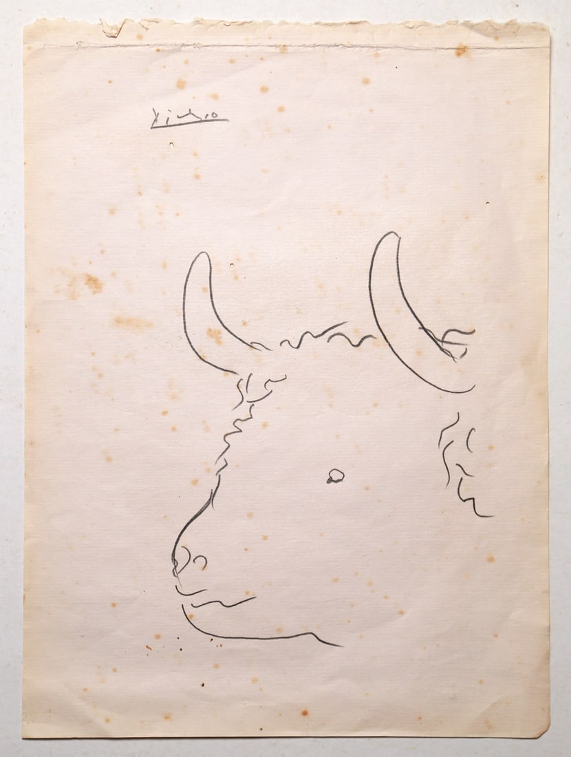 Pablo Picasso "The Bull" Drawing on Paper (1 of 6)