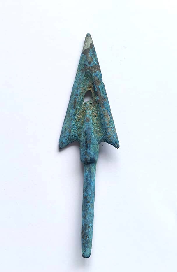 (M032) Antique Japanese green bronze arrow head (1 of 3)