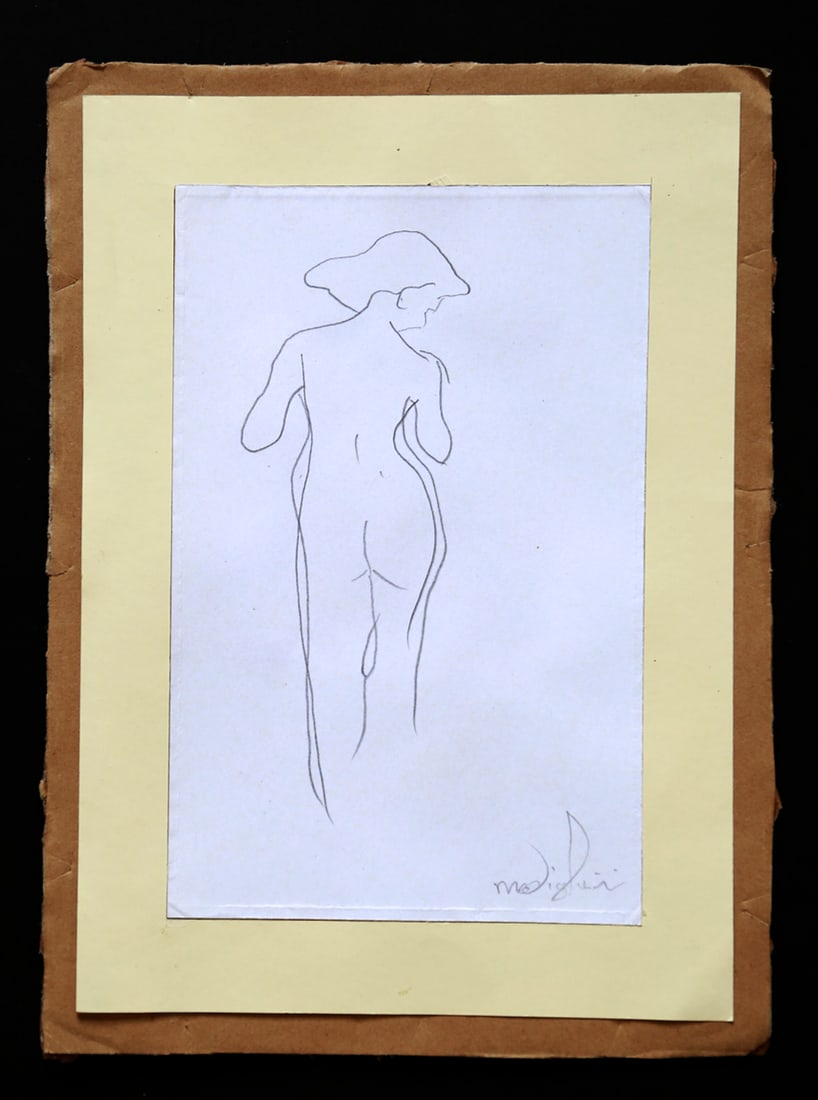 Amedeo Modigliani Painting on Paper: Amedeo Modigliani Painting on Paper AMEDEO MODIGLIANI (12 July 1884 – 24 January 1920) TITLE: NAKED WOMAN BACK Material: Paper Signature: MODIGLIANI Condition report : painting in fairly good, s
