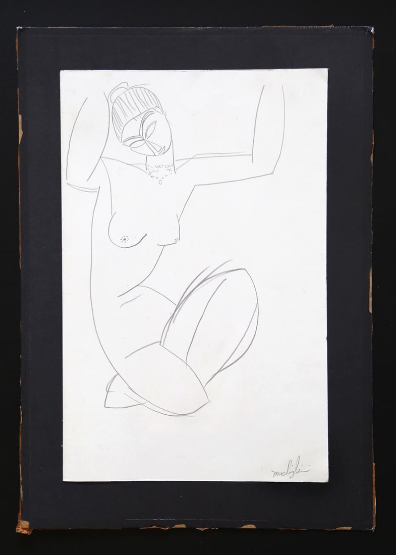 Amedeo Modigliani NUDE WOMAN on Paper: Amedeo Modigliani NUDE WOMAN on Paper AMEDEO MODIGLIANI (12 July 1884 – 24 January 1920) TITLE: NUDE WOMAN Material: Paper Signature: MODIGLIANI Condition report : painting in good condition. Di