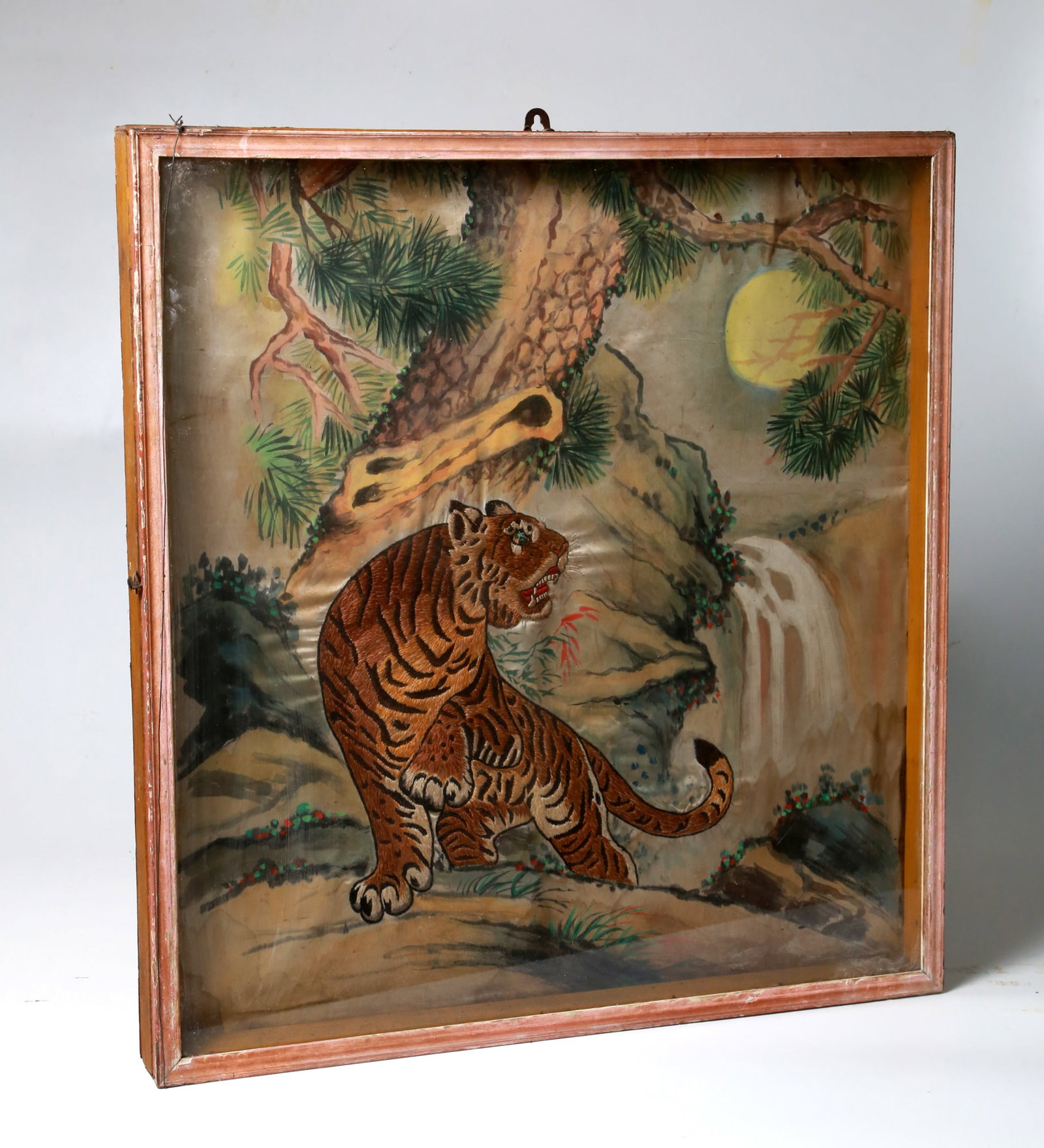 Vintage Tiger Embroidery in Shadow Box (1 of 10)