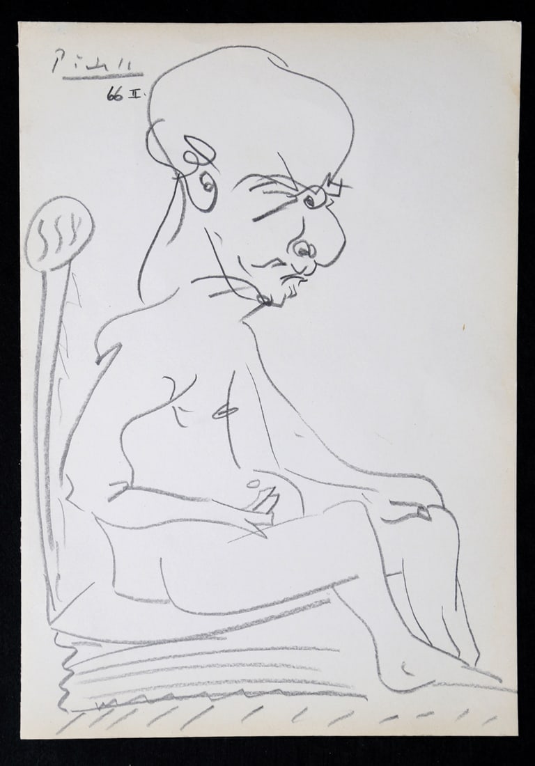 Picasso Pencil Drawing on Paper Signed (1 of 3)