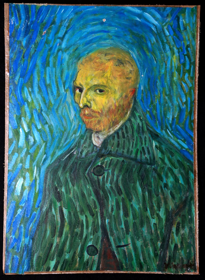 Vincent Van Gogh Oil Painting on Board Signed Vincent asylum in Saint-Rémy-de-Provence, France (1 of 4)
