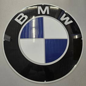 VINTAGE BMW "BAYERISCH MOTOREN WERKE" PORCELAIN DEALER SHOWROOM CONCAVE 20"DOME SHAPE GAS & OIL SIGN (1 of 12)