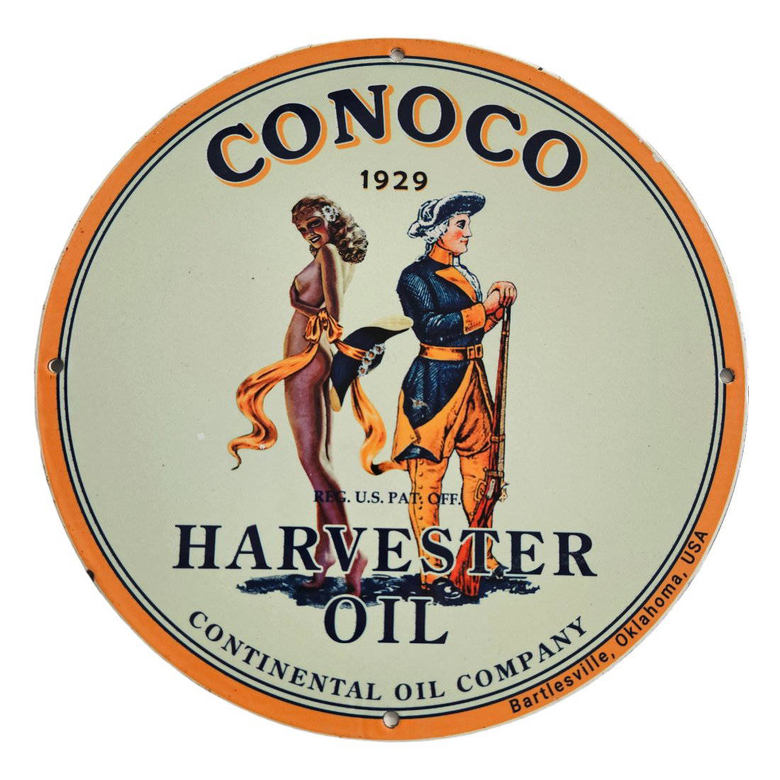 Elegant Conoco Harvester Oil Petroliana Porcelain Sign A Blend Of Gas