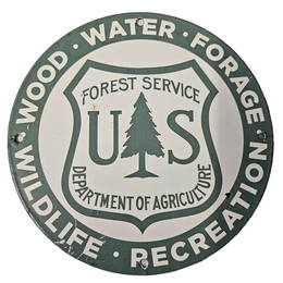 8-Inch Vintage U.S. Forest Service Department of Agriculture Porcelain Sign