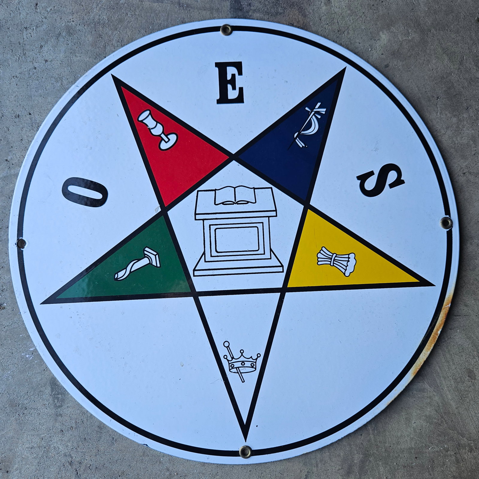 Order of the Eastern Star 18" Porcelain Sign - Masonic Fraternal Organization Memorabilia (1 of 2)