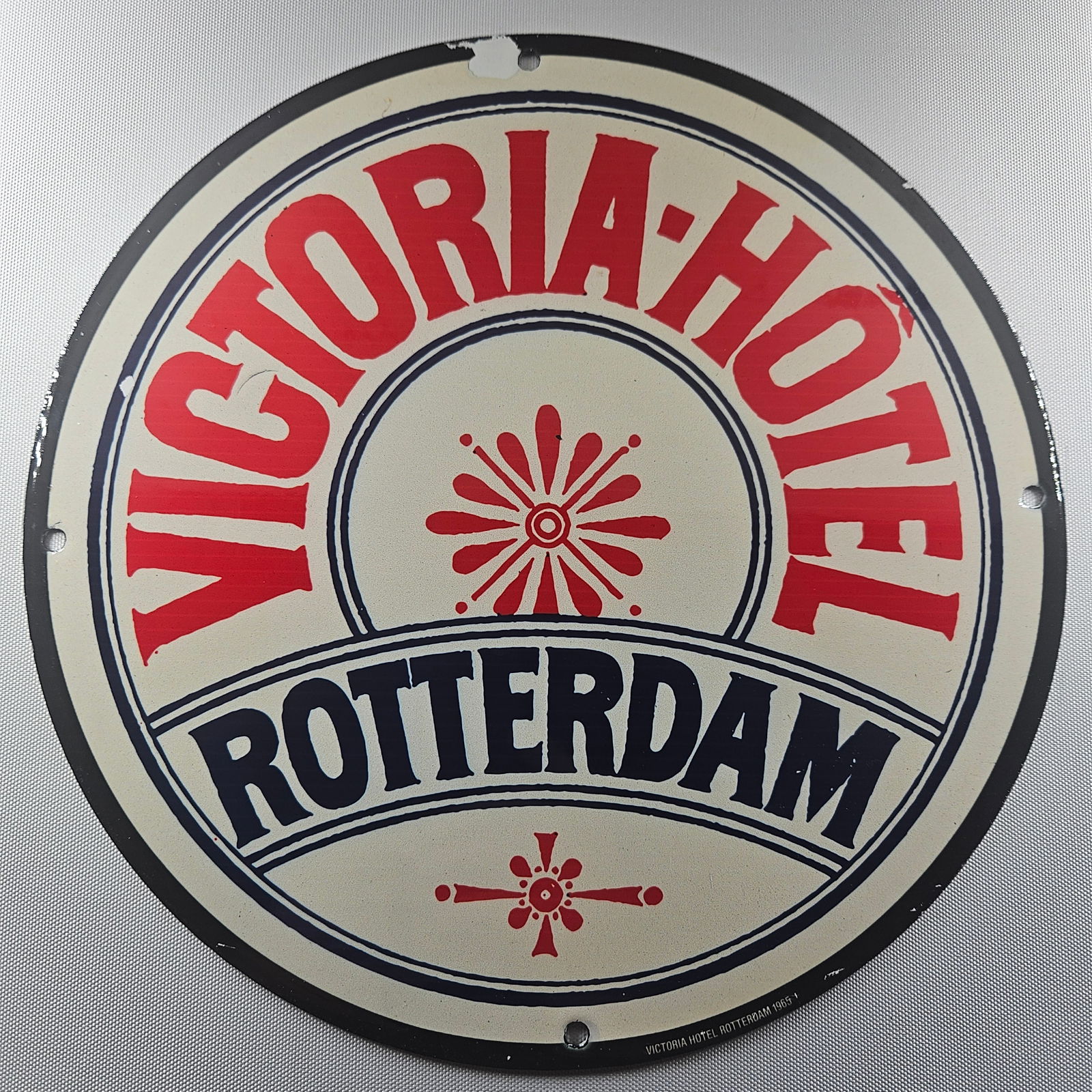 1965 Victoria-Hotel Rotterdam 12-inch Porcelain Sign (1 of 2)