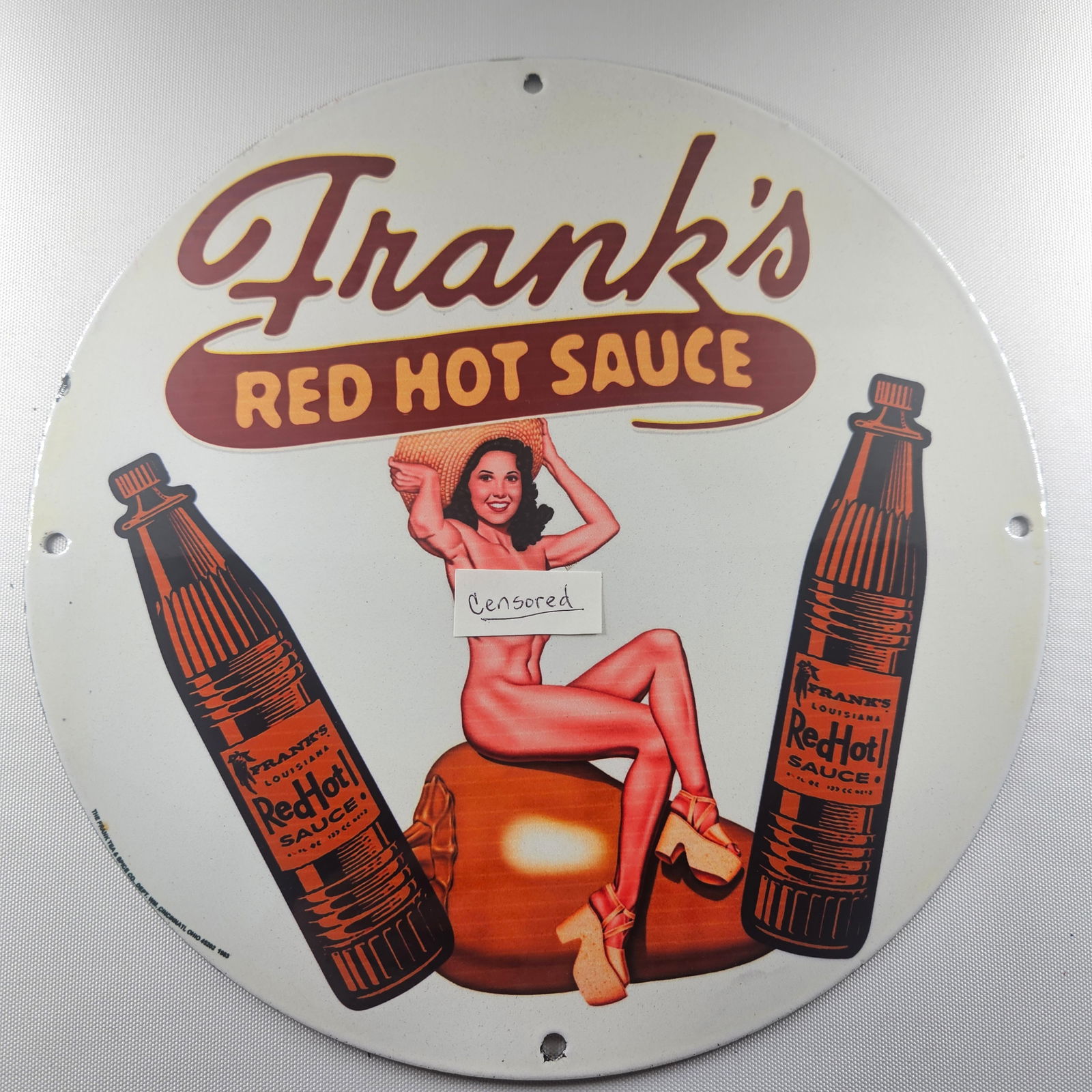 1963 Frank's Red Hot Sauce 12-inch Porcelain Sign (1 of 2)