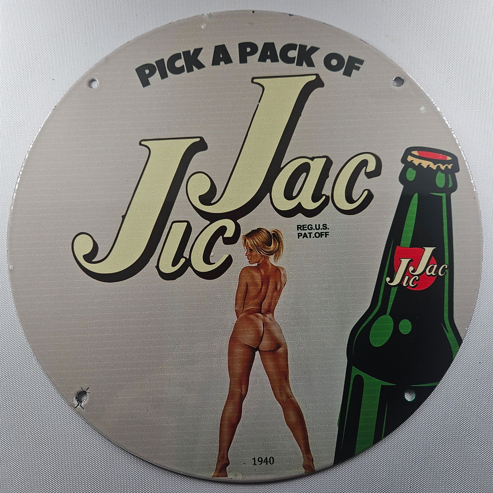 1940 Jic Jac Soda 12-inch Porcelain Sign (1 of 2)