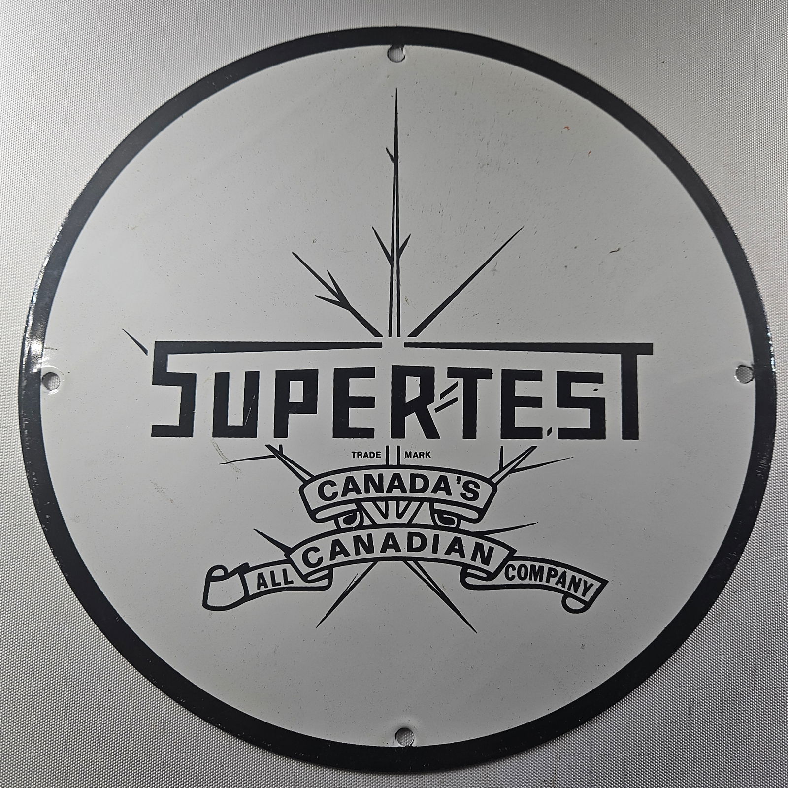 Canada's Supertest Petroleum 12-inch Porcelain Sign (1 of 2)
