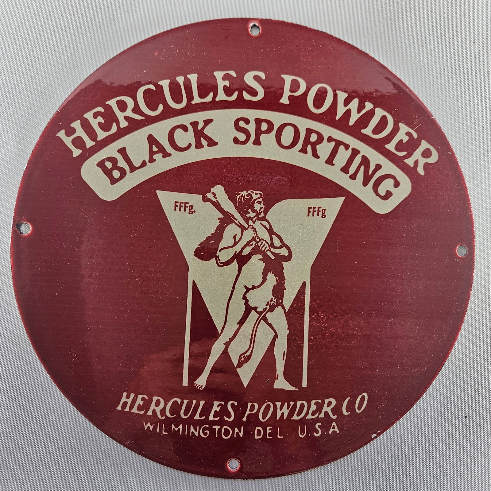 HERCULES POWDER BLACK SPORTING GAS OIL GARAGE MAN CAVE PORCELAIN SIGN (1 of 2)