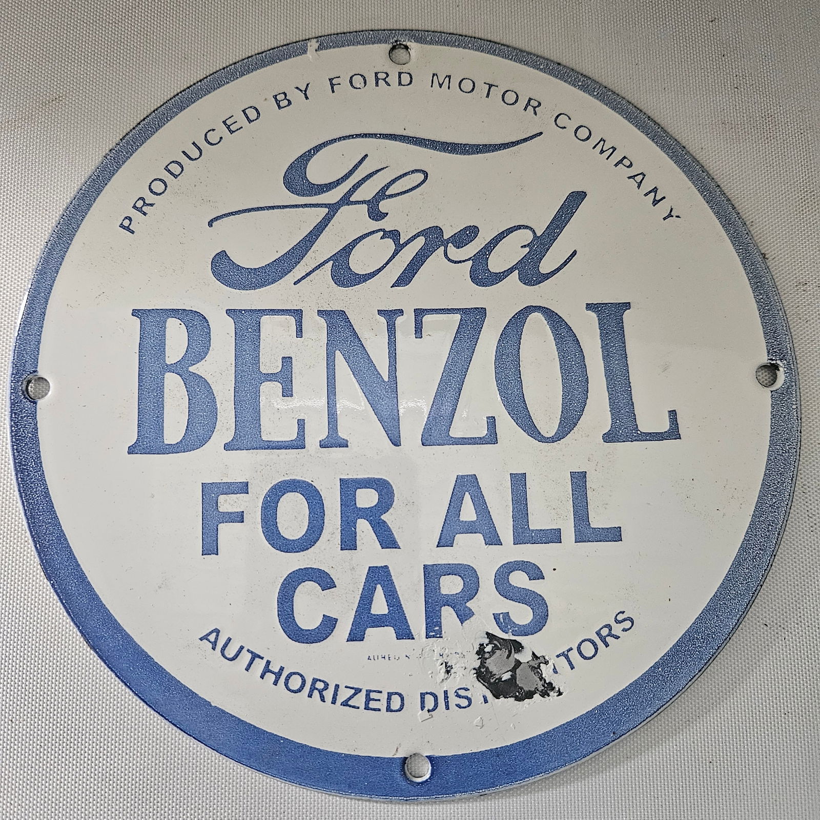 Ford Benzol Round Porcelain Sign - Vintage Motoring Elegance (1 of 4)