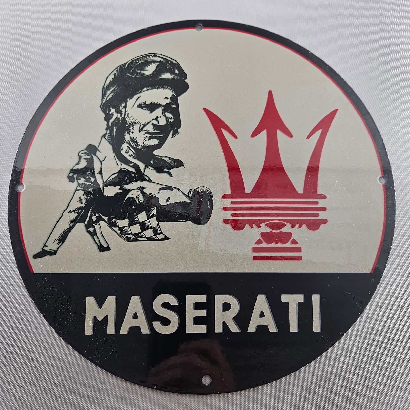 MASERATI AUTOMOBILE GAS OIL GARAGE MAN CAVE PORCELAIN SIGN (1 of 2)
